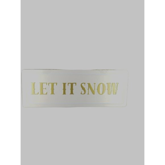 Let It Snow White Gold Lettering Metal Hanging Christmas Decor - Picture 2 of 7
